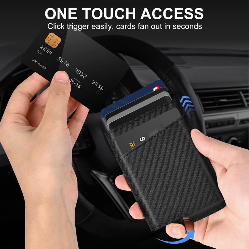 Dinghao RFID Blocking Slim Money Clip Aluminum Wallet Minimalist Automatic Pop-up Card Case (carbon fiberblack) - Image 2